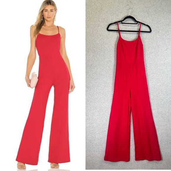 Revolve Lovers and Friends Lavinia Jumpsuit in Cherry Red size XS Wide Leg Y2K - Picture 1 of 10